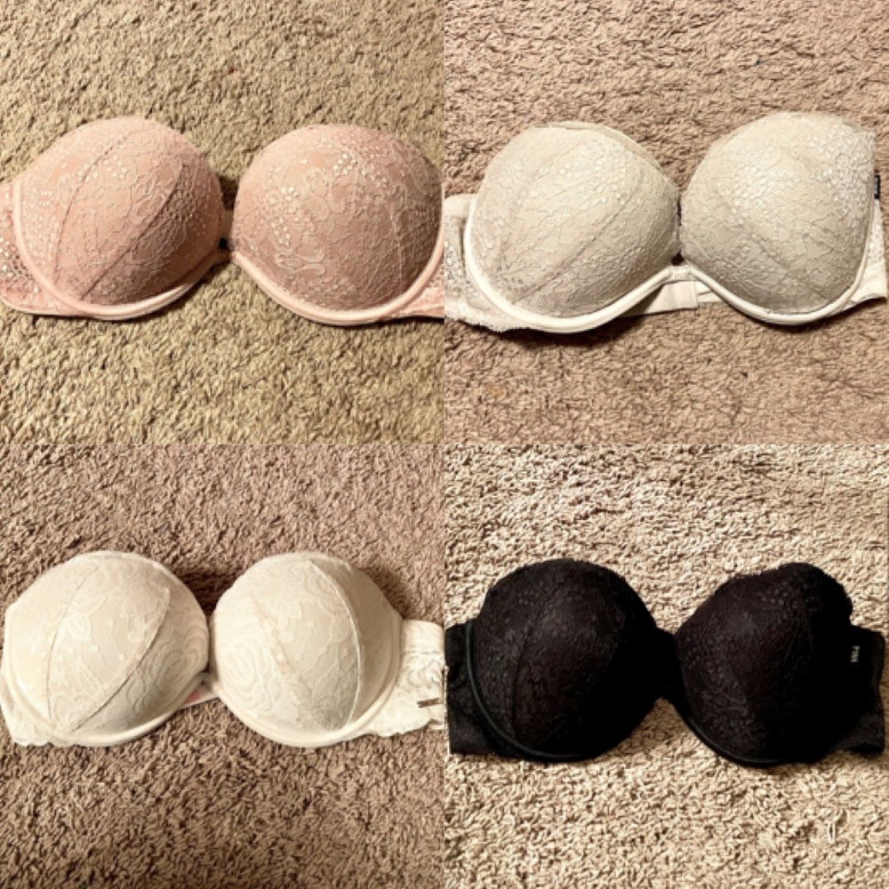 Lot of 4 Padded Push-up Strapless Bra 34C PINK
